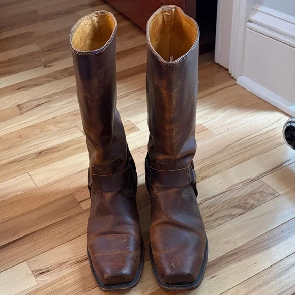 FRYE AND CO. Brown Heeled Harness Boots - Picture 2 of 6